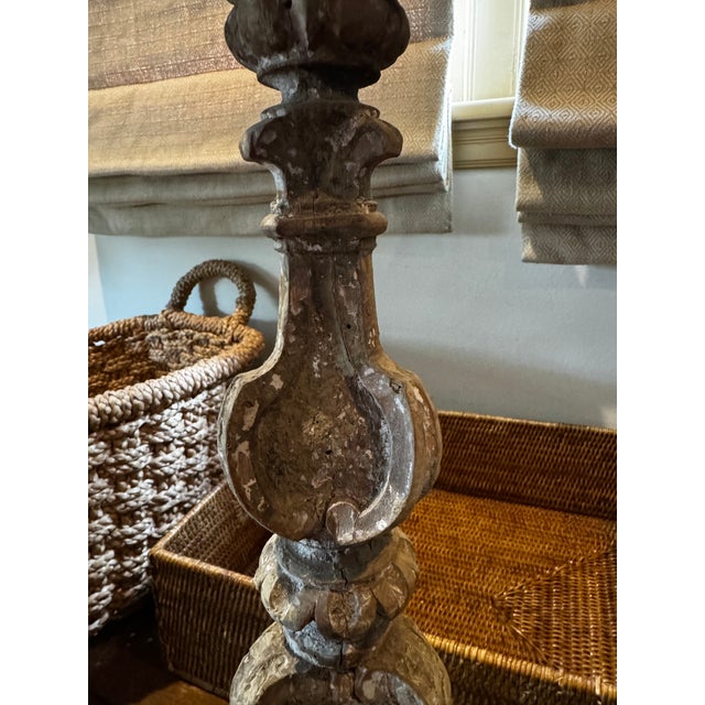 18th-Century Italian Wooden Altar Stick For Sale In Baton Rouge - Image 6 of 10
