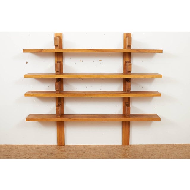 Wall Shelf B17 Bookcase for Wall Mounting in Elm Wood by Pierre Chapo, 1967, in Good conditions. Designed 1960 to 1969 I...