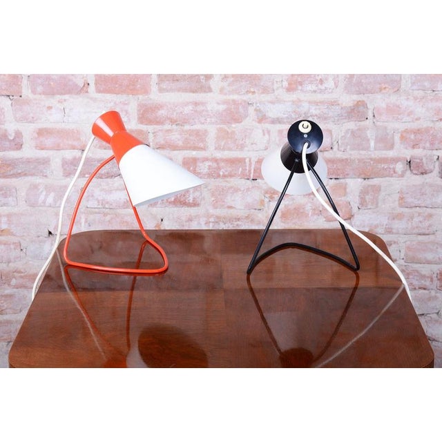 Metal Mid-Century Czech Table Lamps attributed to J. Hůrka for Napako, 1950s, Set of 2 For Sale - Image 7 of 15