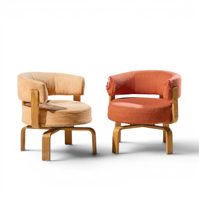 Mid-Century Modern Carina Bengs for Ikea Fridene Mid Century Swedish Bentwood Swivel Lounge Chairs - Pair For Sale - Image 3 of 12
