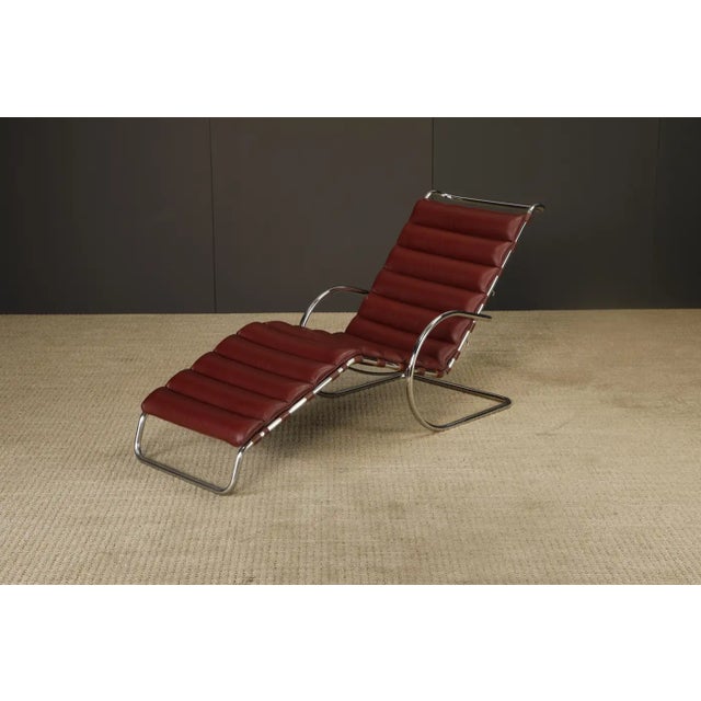 A beautifully preserved example of the iconic MR Chaise Lounge, originally designed by Ludwig Mies van der Rohe in 1927...