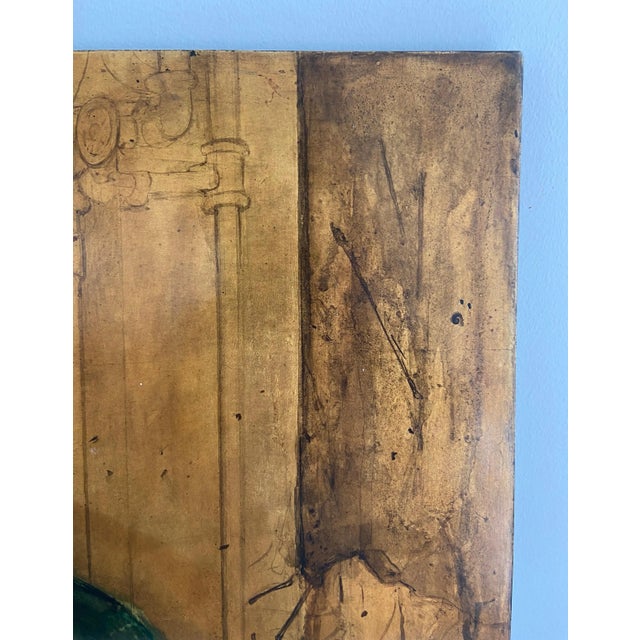 “The 2 little friends”. This lacquered panel on wood represents a couple of young friends. This is a French work. Signed...