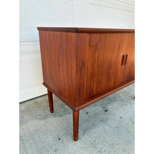 Vintage Mid Century Danish Modern Teak Tambour Cabinet For Sale In San Diego - Image 6 of 7