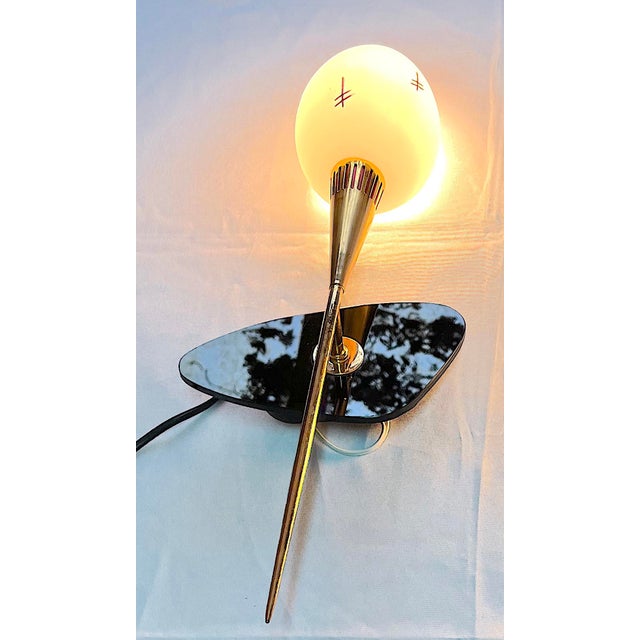 Maison Arlus Pair of Brass and Black Wall Sconces, France Mid-Century For Sale - Image 10 of 14