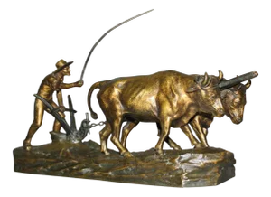 Edouard Drouot, The Plowman, 1900s, Bronze