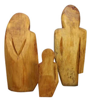 Roland Lavianne, Family Sculpture Group, 1970s, Wood, Set of 3