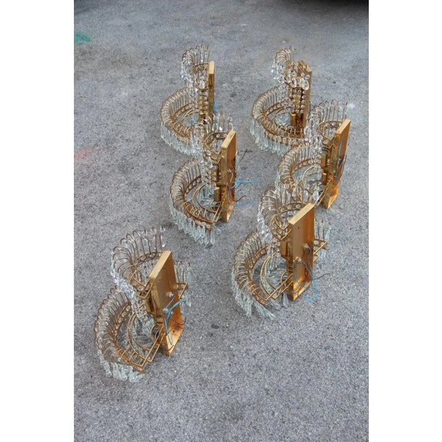 Vintage Gold-Plated Swarovski Crystal Wall Lights, 1970s, Set of 6 For Sale - Image 6 of 13