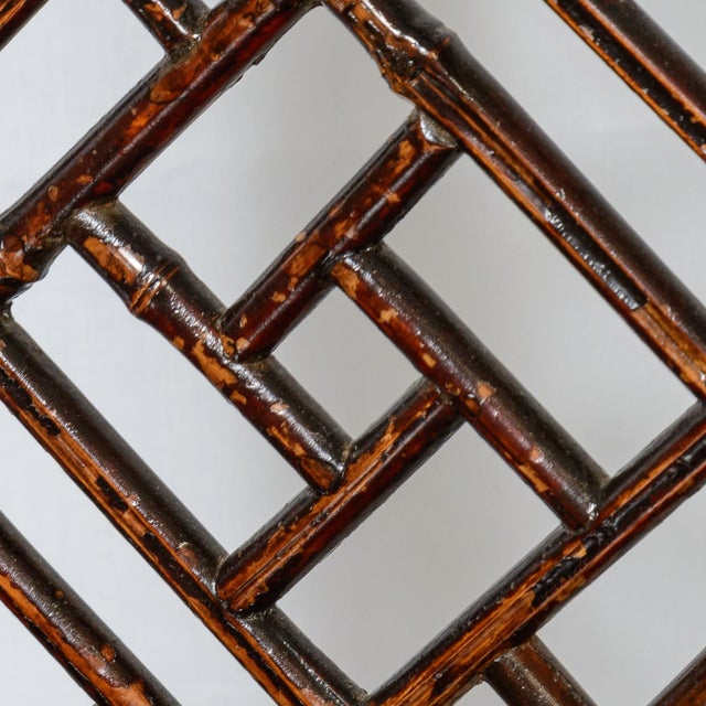 Black 19Th C. Pair Chinese Dark Tortoiseshell Bamboo Armchairs Early For Sale - Image 8 of 12