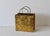 Sarreid Ltd Style Embossed Solid Brass Shopping Tote Bag Magazine Holder. In vintage condition with a small dent in one...