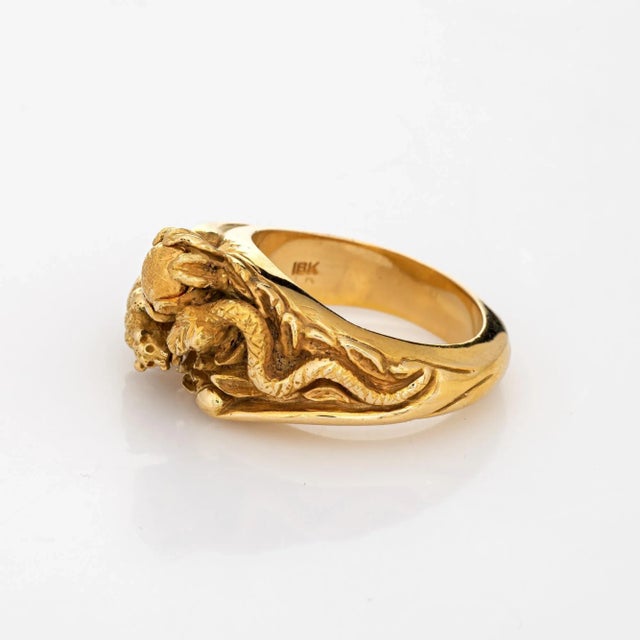 Panther Snake Nest Ring Vintage 18k Yellow Gold Heavy 37 Grammes Men''s Jewellery size 11 For Sale - Image 4 of 7