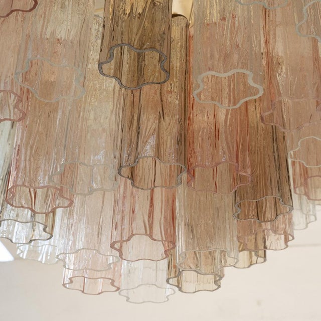 Metal Ceiling Light with Clear Smoky Pink Murano Glass, 1990s For Sale - Image 7 of 11