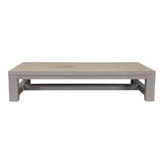 Restoration Hardware French Beam Weathered Teak Outdoor Coffee Table For Sale