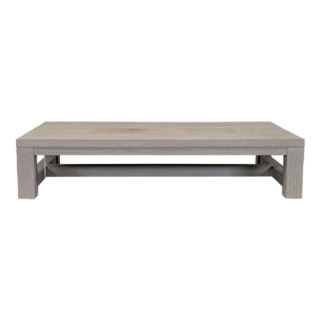 Restoration Hardware French Beam Weathered Teak Outdoor Coffee Table For Sale