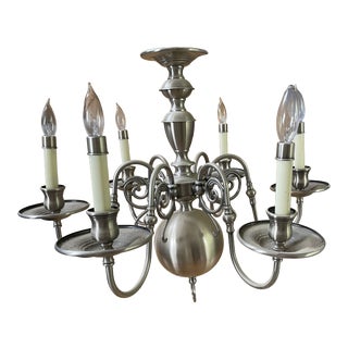 Traditional Brushed Nickel Chandelier For Sale
