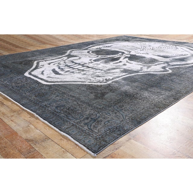 Vintage Skull Rug Inspired by Alexander McQueen - 9'8" X 13'1" For Sale - Image 9 of 12