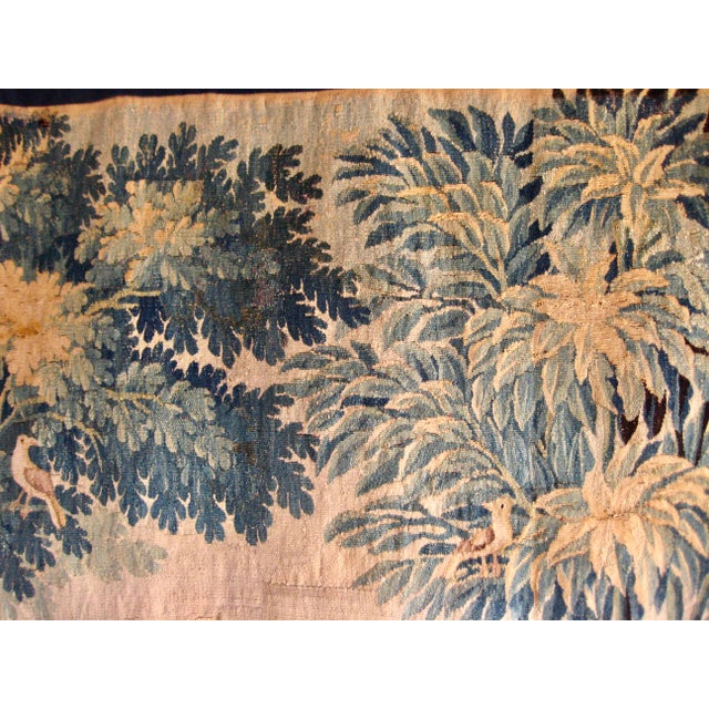 Flemish Tapestry Verdure Two Deers and a Castel Circa 1700 Hundreds For Sale - Image 10 of 13