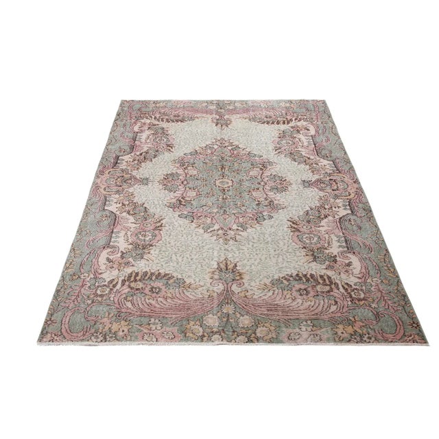 Vintage handknotted rug from Oushak region of Turkey. Approximately 50-60 years old. In very good condition