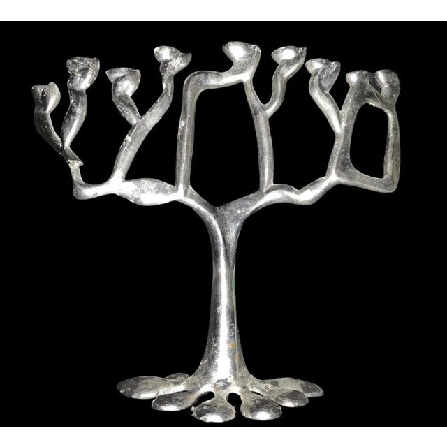 One of a Kind, Artisan Rendered, Handmade, Mid Century Modern, Brutalist, Sculptural Menorah, reminiscent of the designs...