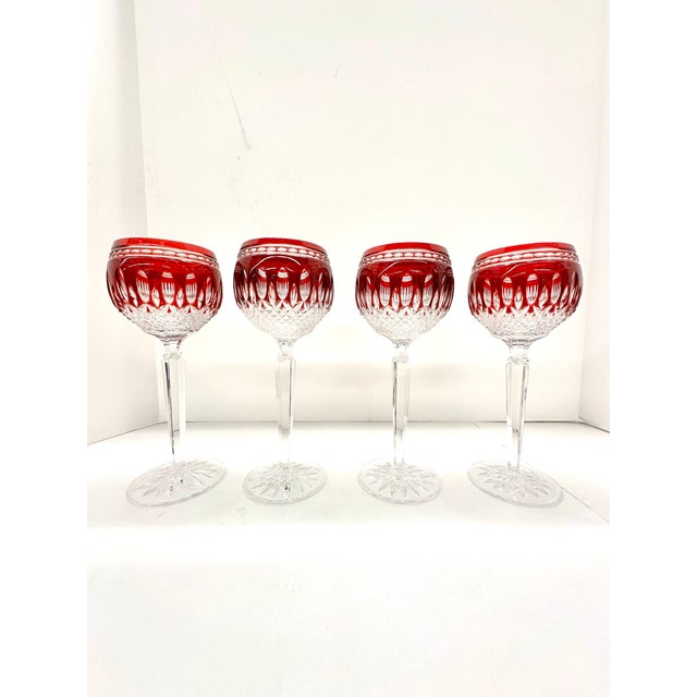 Vintage Waterford Crystal Clarendon Ruby Wine Hock Glasses - Set of 4 For Sale - Image 10 of 10