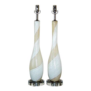 Dino Martens Murano Glass Lamps White For Sale