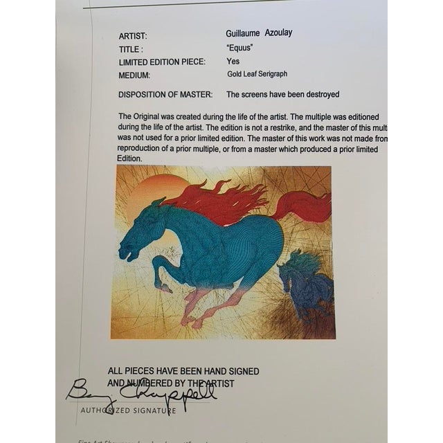 Contemporary 2006 Equus by Guillaume Azoulay Gold Leaf Serigraph, Unframed For Sale - Image 3 of 7