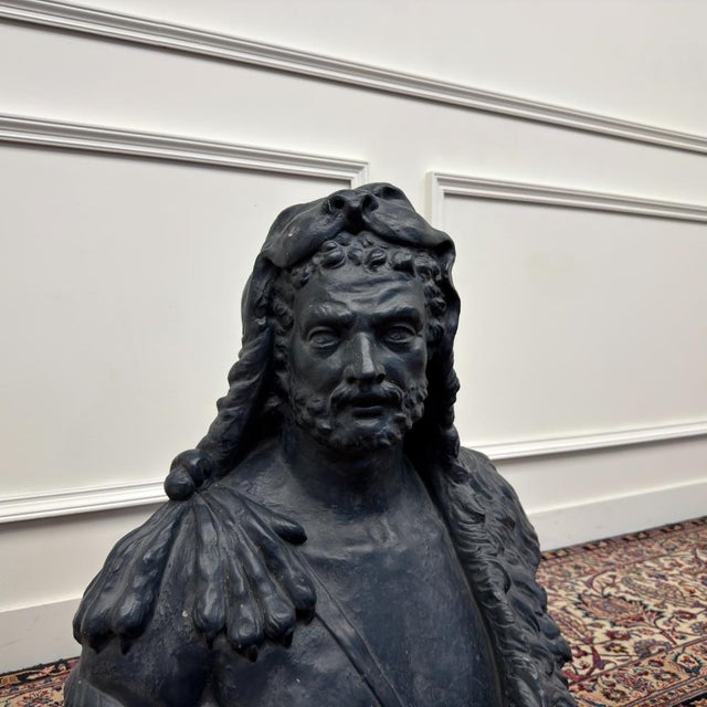 Black Lucas Faydherbe, Bust of Hercules, 1800s, Earthenware For Sale - Image 8 of 10