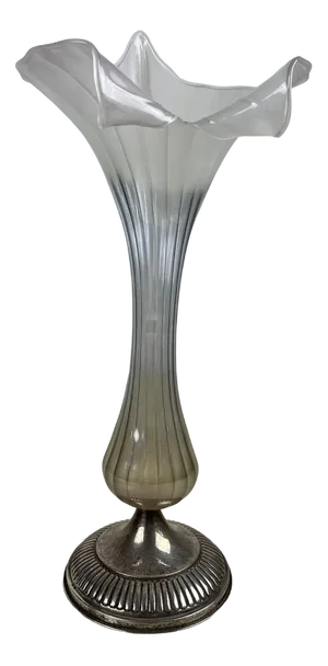 Murano Glass & Silver Vase, Italy, 1960s
