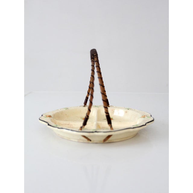 Shabby Chic Vintage Japanese Floral Porcelain Serving Dish With Handle For Sale - Image 3 of 13