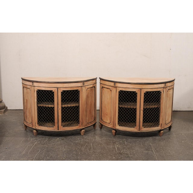 French 1960's Demi Consoles W/ Wire Doors For Sale - Image 4 of 12