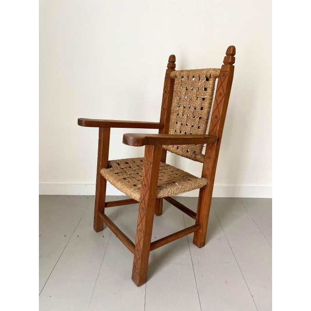 Rustic Folk Art Childrens Wooden and Rope Chair, 1900s For Sale - Image 3 of 7