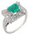 Mid 20th Century Retro Emerald Diamond 14k White Gold Cocktail Ring, Size 5.5 For Sale