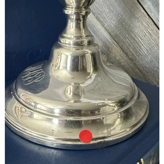 Lord Saybrook Sterling Silver Candle Holders - Monogrammed Candlesticks - Pair For Sale - Image 4 of 8