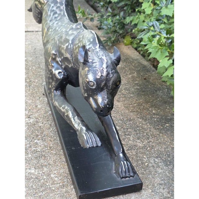 Metal Vintage XL Cast aluminum Metal Cheetah Statue 42 inches long 21 inches tall. For Sale - Image 7 of 13