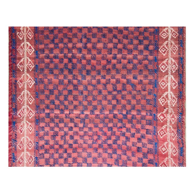 Burgundy Vintage Persian Turkman Runner For Sale - Image 8 of 14