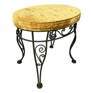 Mid-Century Modern Wrought Iron Vanity Stool. Circa 1960s For Sale