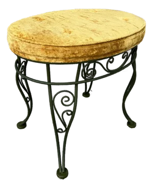 Mid-Century Modern Wrought Iron Vanity Stool. Circa 1960s.