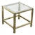 Vintage French Golden Glass and Brass Side Table, 1970s For Sale