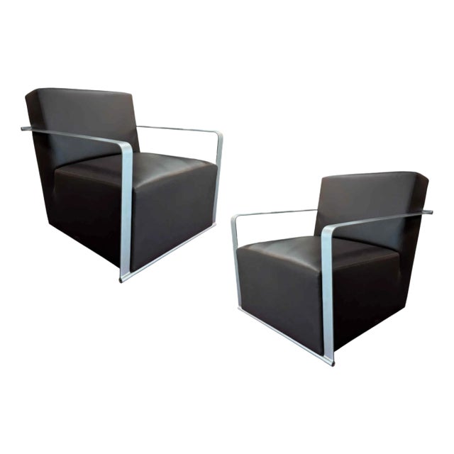 CasaDesús Brando Leather Lounge Chairs, a Pair For Sale