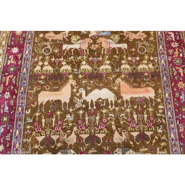 Antique Turkish Silk Rug 3'6'' X 5'1'' For Sale - Image 9 of 11