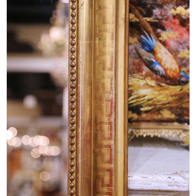 19th Century French Louis Philippe Gilt Wall Mirror With Greek Key Decor For Sale - Image 4 of 7