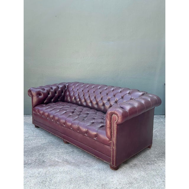 Late 20th Century Vintage Tufted Leather Chesterfield Sofa For Sale - Image 5 of 12