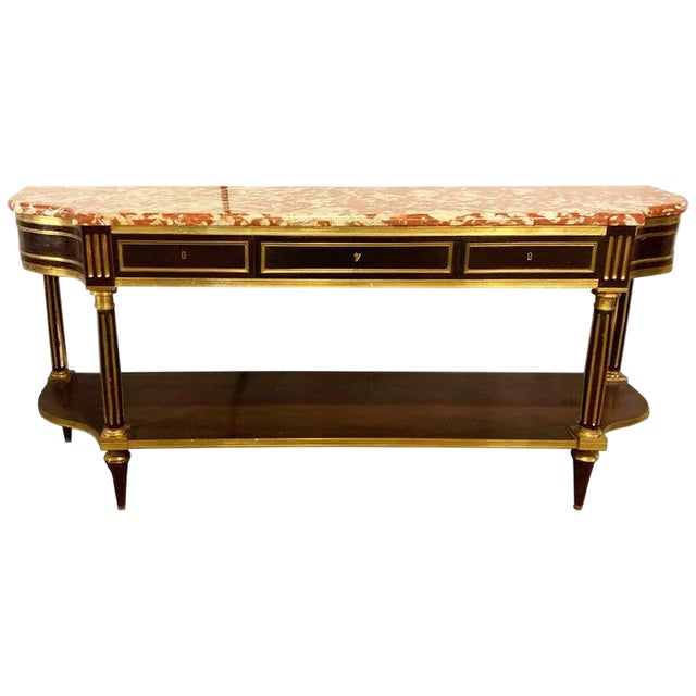19th Century Palatial Russian Neoclassical Marble Top Console Table or Sideboard For Sale