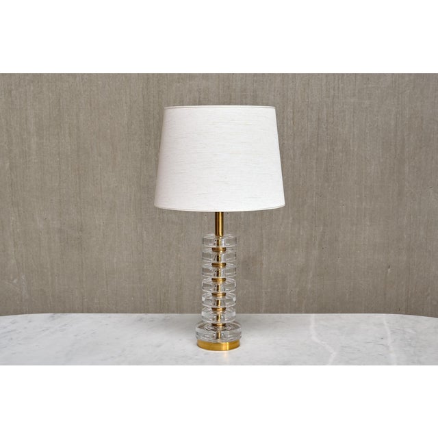 Table Lamp in Brass and Glass by Carl Fagerlund for Orrefors, Sweden, 1950s For Sale - Image 15 of 15