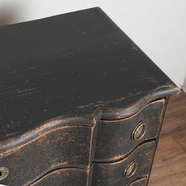 Late 18th Century Danish Black Painted Oak Rococo Chest of Four Drawers For Sale - Image 6 of 15