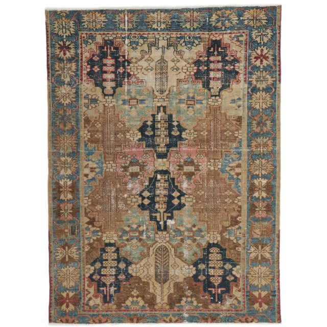 Antique Persian Bakhtiari Rug - 04'03 X 05'09 For Sale - Image 9 of 9