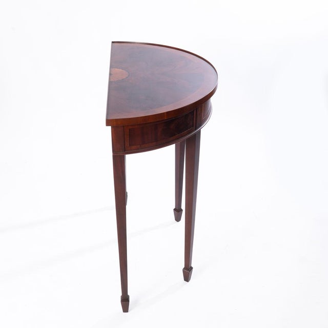 Brown Mid 20th Century Pair Hekman Demi Lune Tables For Sale - Image 8 of 18
