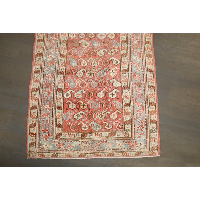 Persian Antique Zabihi Collection Persian Heriz Small Geometric Rug - 2'11" x 5'4" For Sale - Image 3 of 8