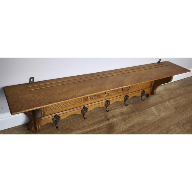 Gold Vintage French Coat Rack in Oak For Sale - Image 8 of 9