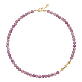 Pink Tourmaline Half-Moon Necklace For Sale