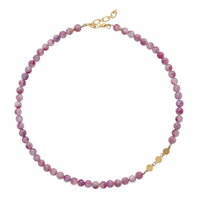Pink Tourmaline Half-Moon Necklace For Sale